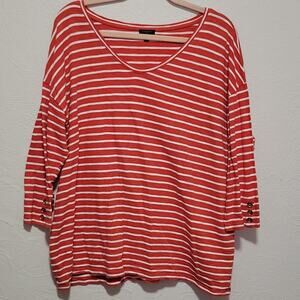Talbots Women's 2X 100% Cotton Striped Blouse